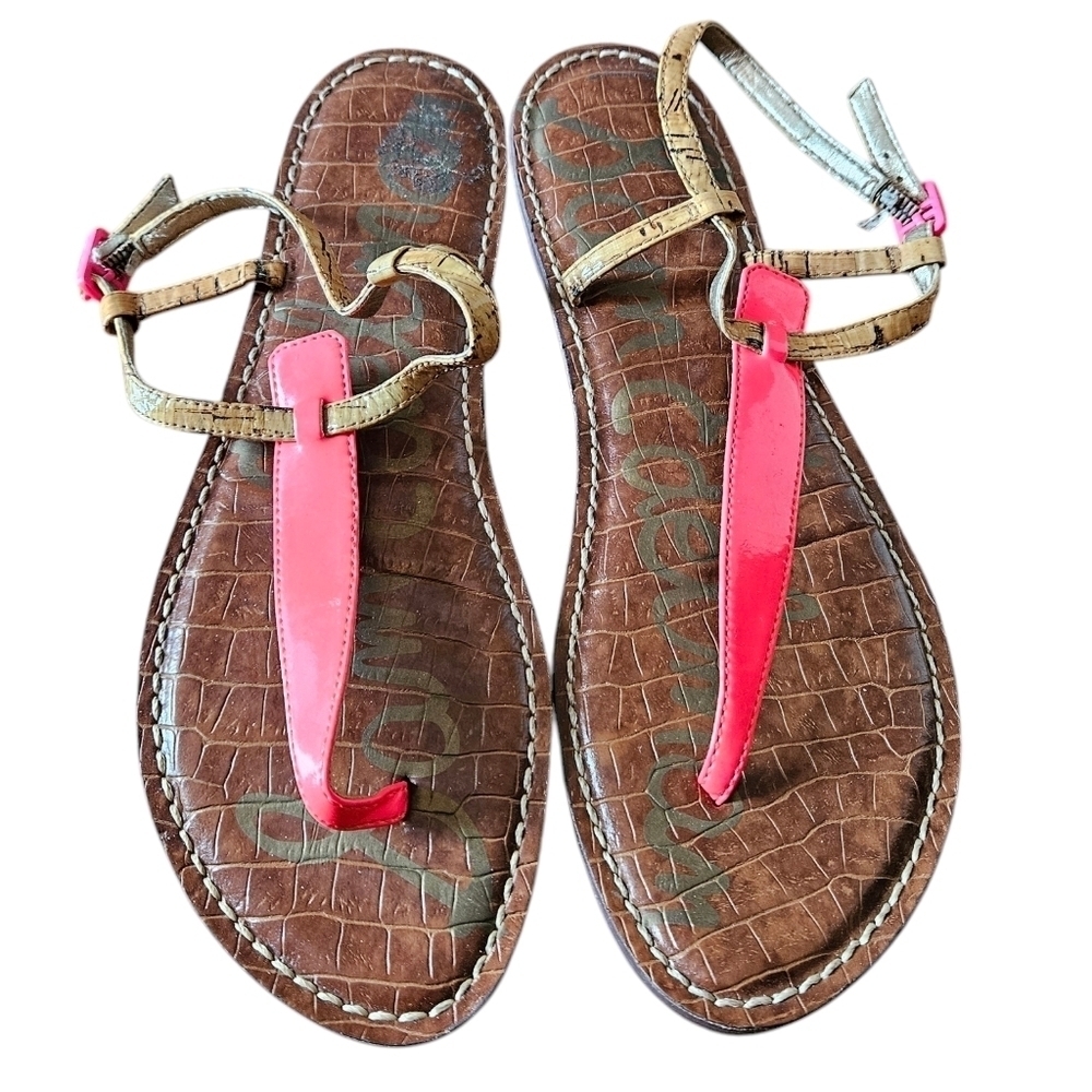 Sam Edelman GIGI Pink Gladiator Style T-Strap Thong Sandals Women's Size 8.5 - Picture 2 of 8